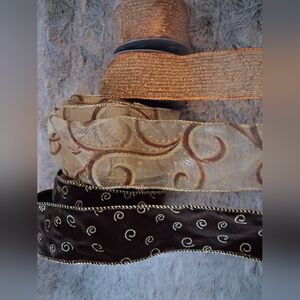Elegant Gold and Brown Ribbon Set